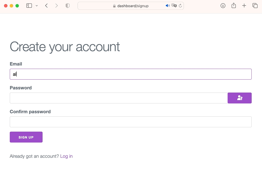 Login screen with passkeys